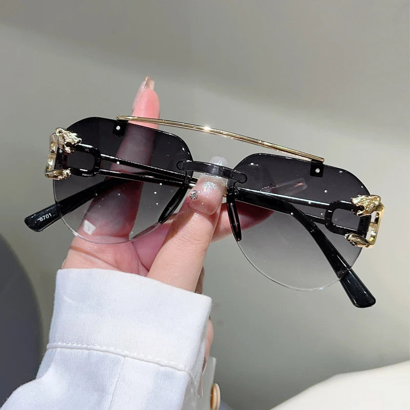 Lunettes de Soleil Aviateur Sans Monture Biseautées Dégradé UV400 Femme – CLEVI Paris