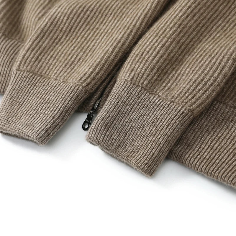 Cardigan Homme 100% Cachemire Col Double Zip Tricot Épais MVLYFLRT – Business Casual – 4 Coloris, M à XXL – CLEVI Paris