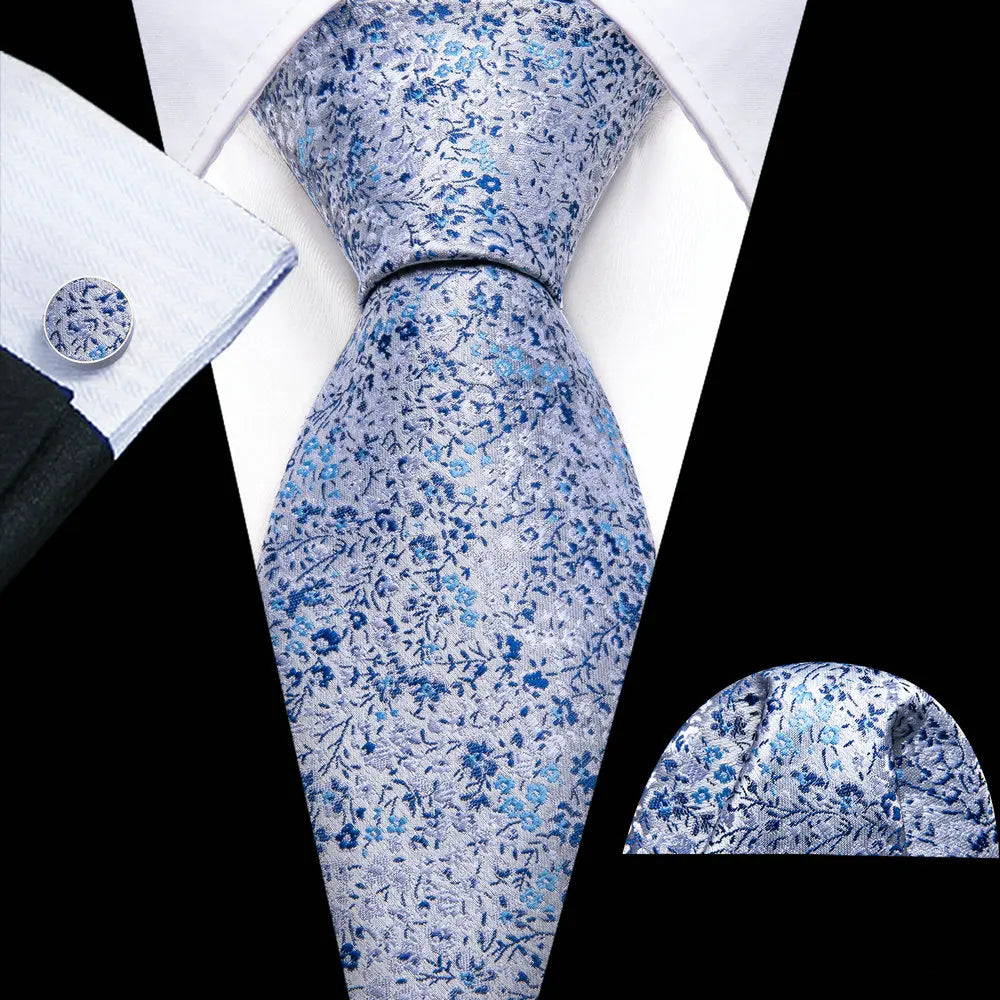 Ensemble cravate homme fleuri, pochette et boutons – CLEVI Paris