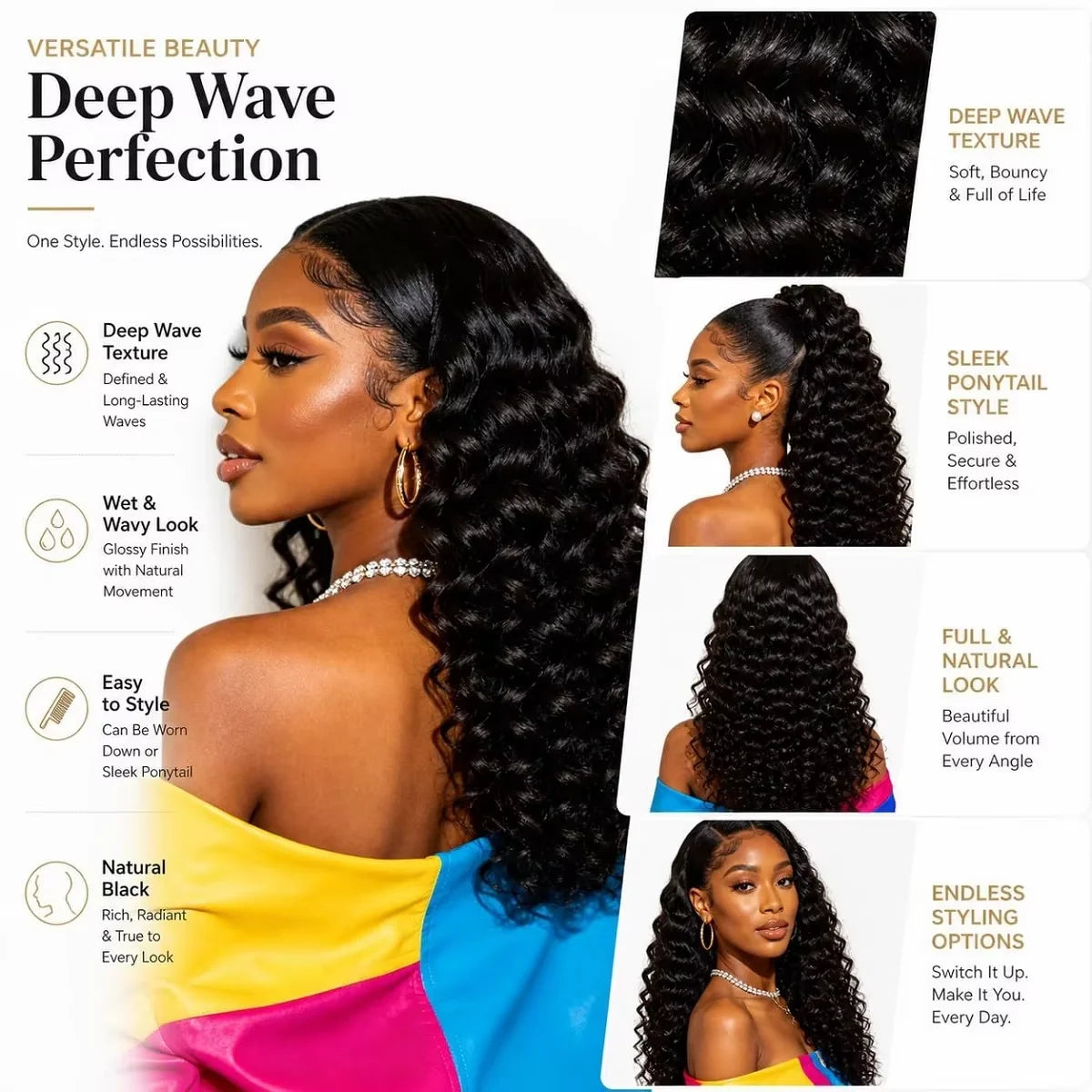 Bundles Deep Wave Cheveux Humains Remy Brésiliens – CLEVI Paris