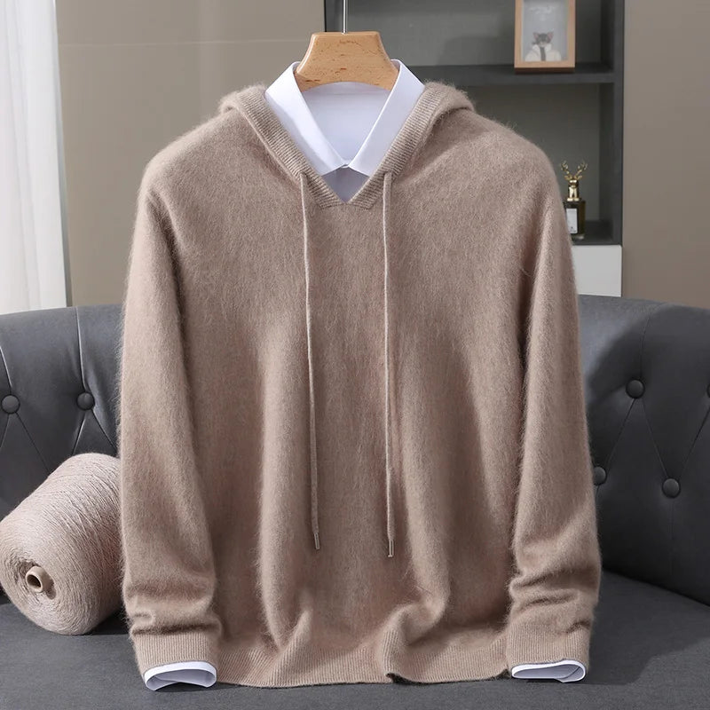 Pull Homme 100% Cachemire Vison À Capuche Coupe Ample MVLYFLRT – Tricot Épais Casual – 10 Coloris, S à XXXL – CLEVI Paris