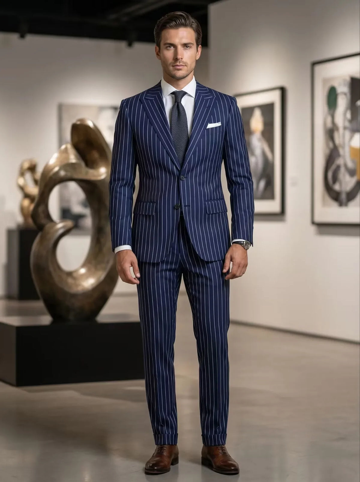Costume bleu marine rayures – CLEVI Paris