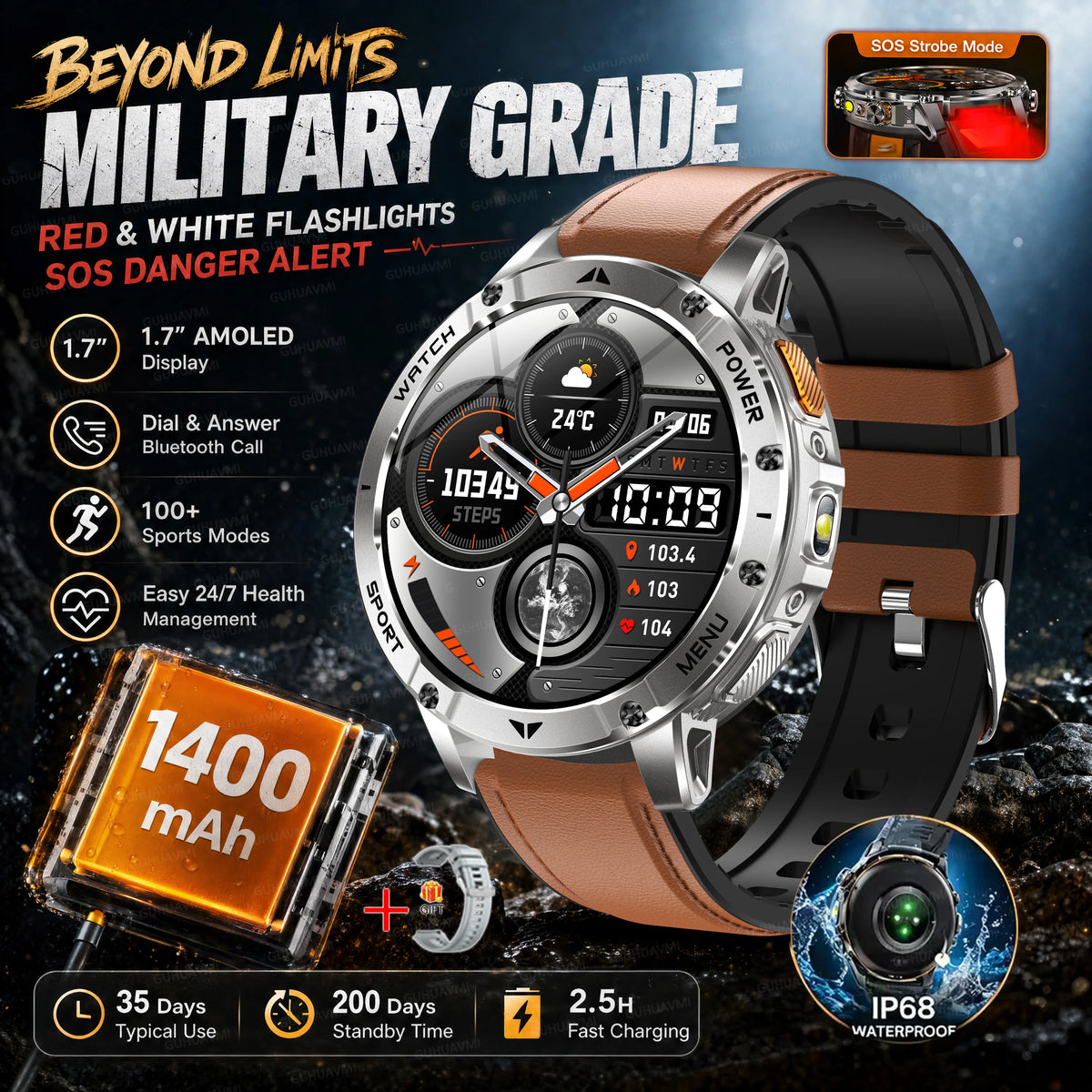 Montre AK112 AMOLED 1,7″ 1400 mAh – CLEVI Paris