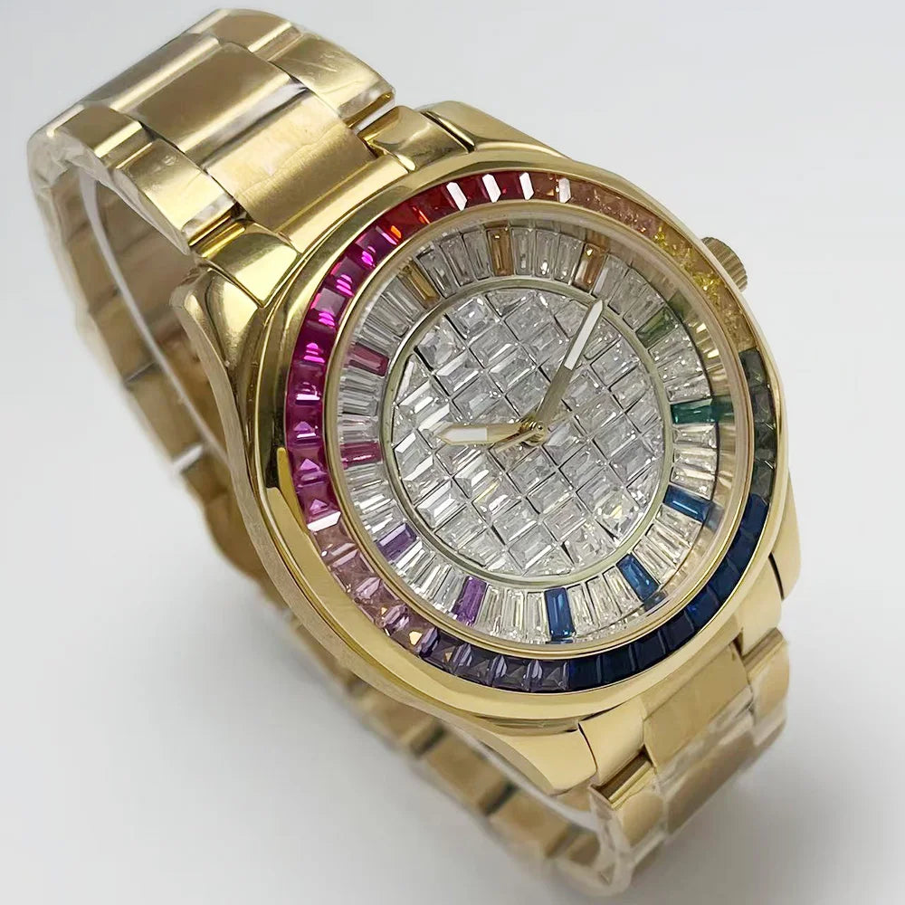 Montre Homme Automatique Or Diamants Arc-en-Ciel Miyota 8215 Huayra – CLEVI Paris