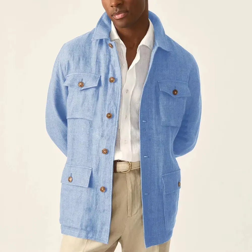 Veste safari homme en lin décontractée – CLEVI Paris