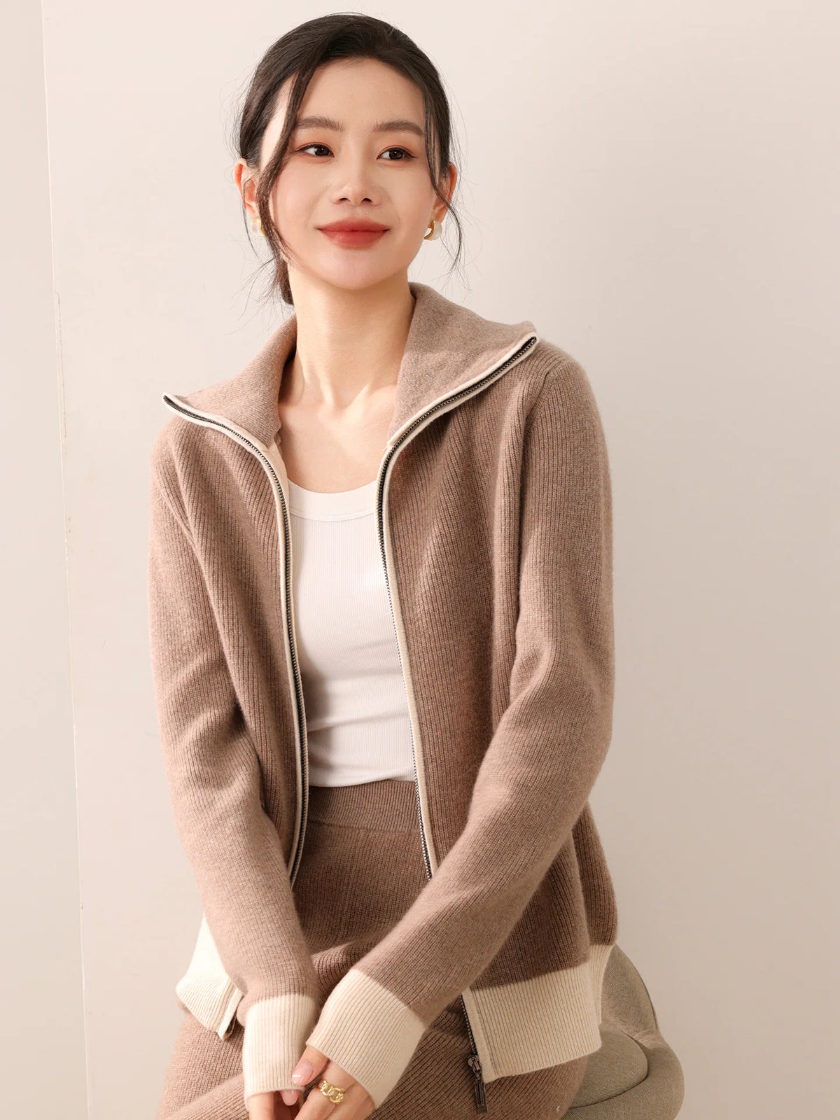 Ensemble femme mérinos cardigan et pantalon – CLEVI Paris