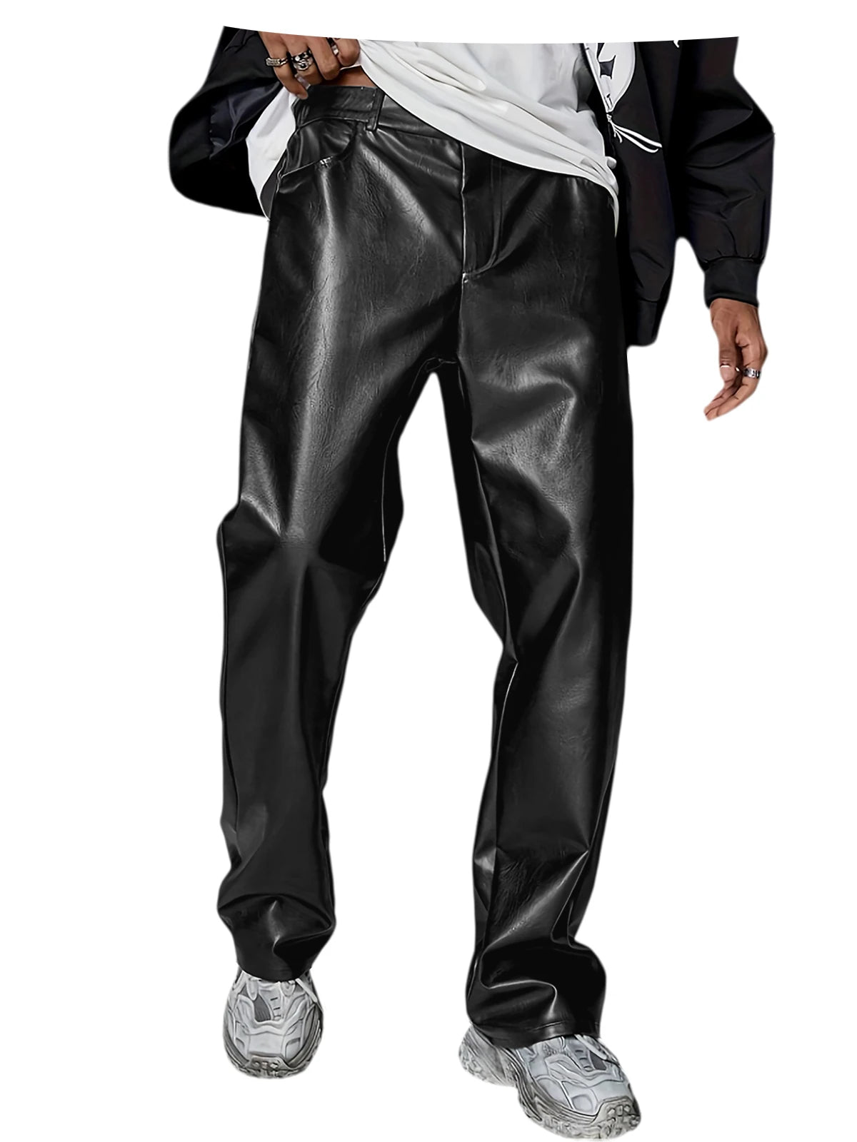 Pantalon homme en similicuir, coupe droite – CLEVI Paris