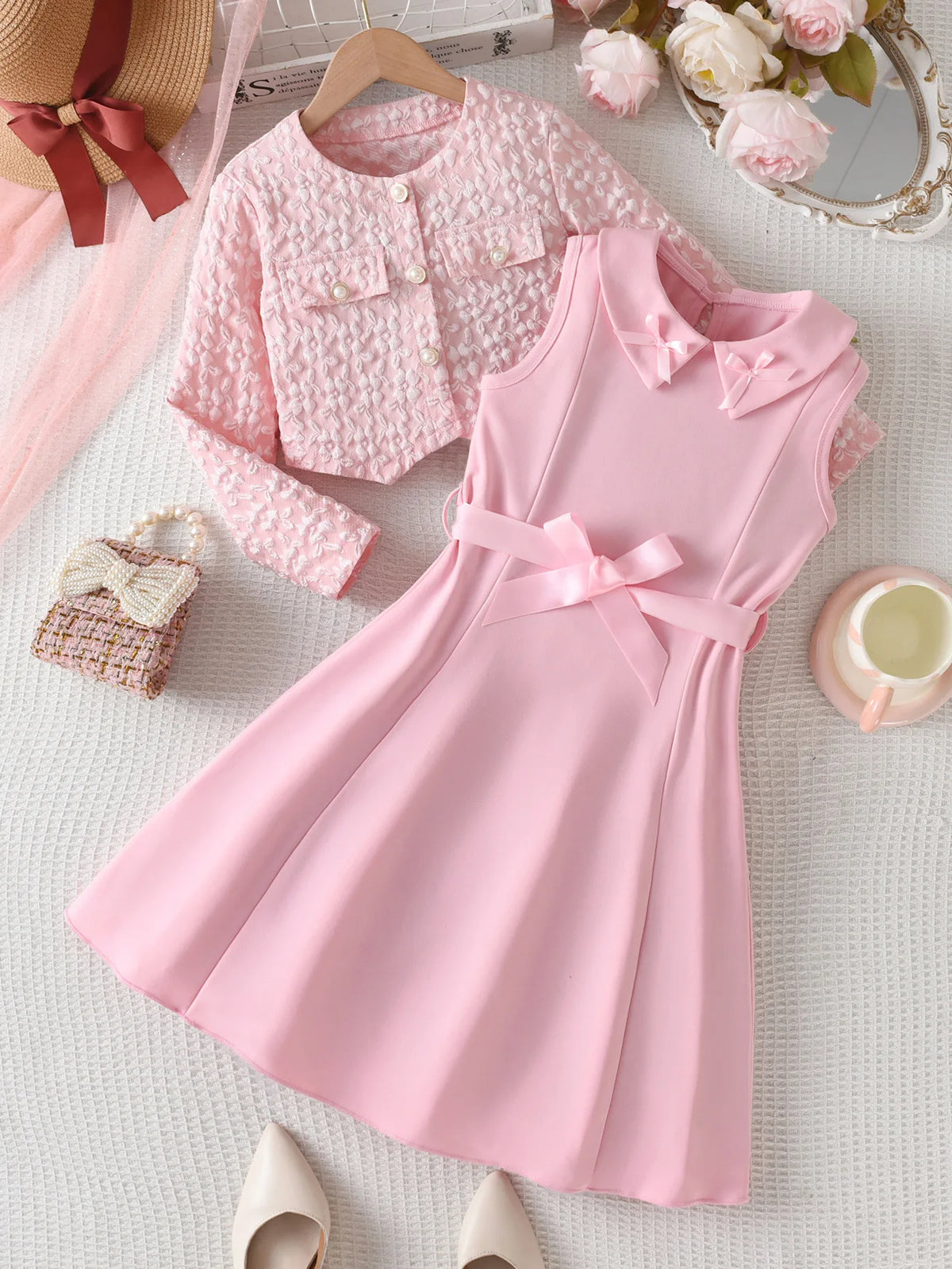 Ensemble fille robe et manteau de fête – CLEVI Paris