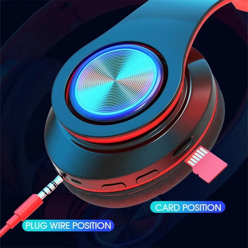 Casque Bluetooth Pliable LED RGB FM & Carte TF – CLEVI Paris
