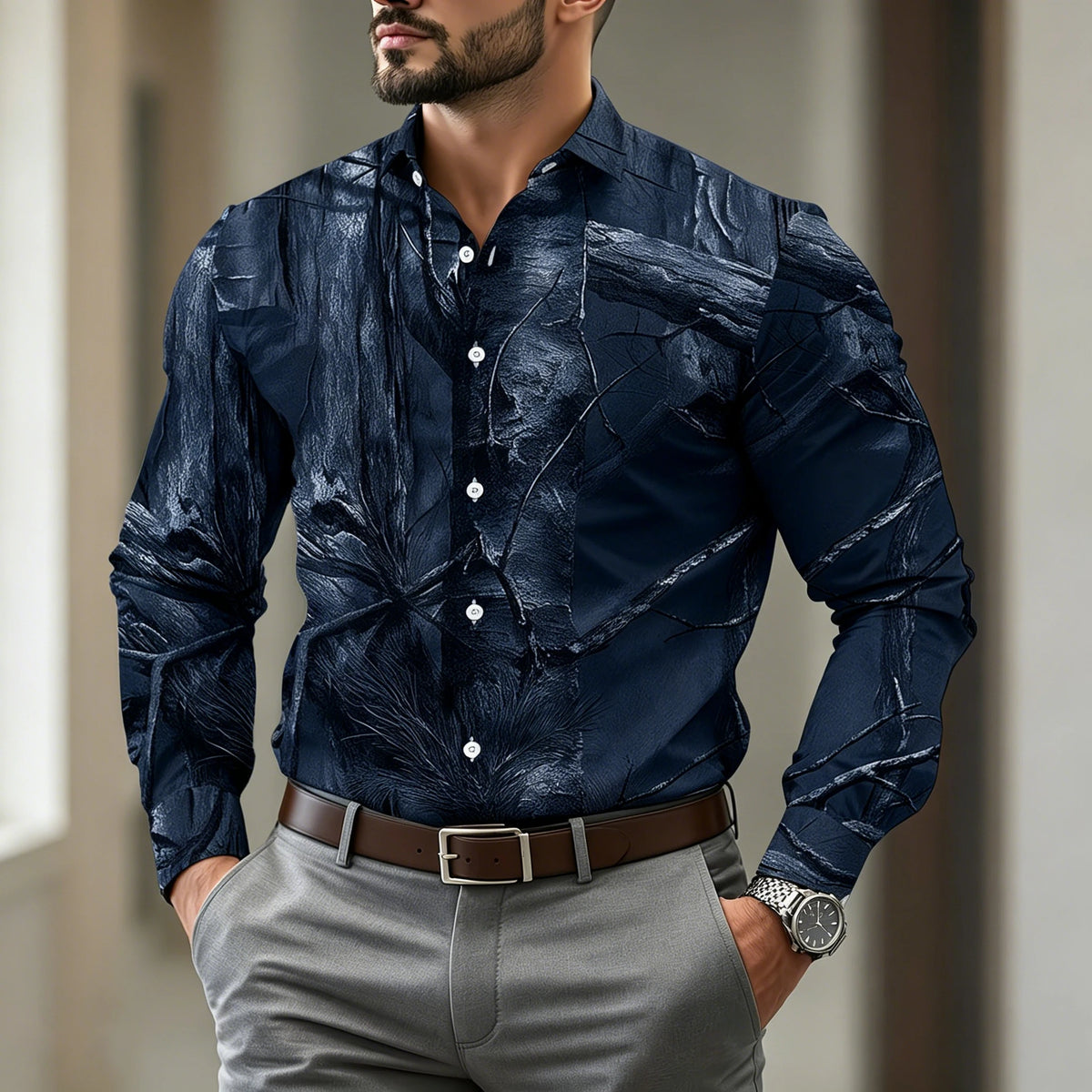 Chemise homme à motif forestier – CLEVI Paris