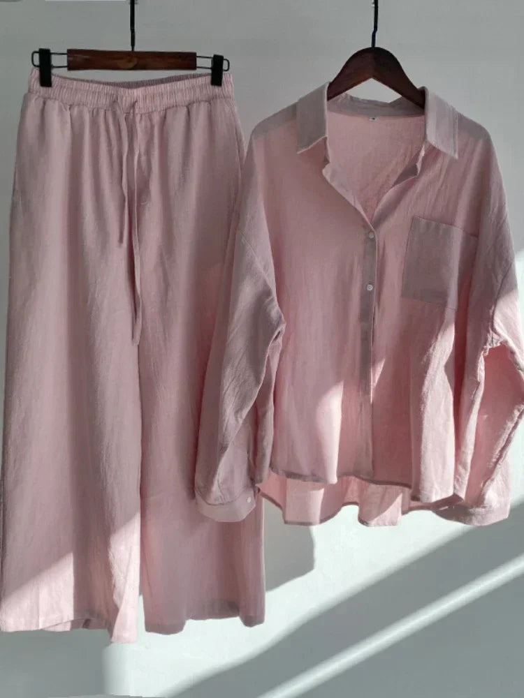 Ensemble 2 pièces femme en coton et lin – CLEVI Paris