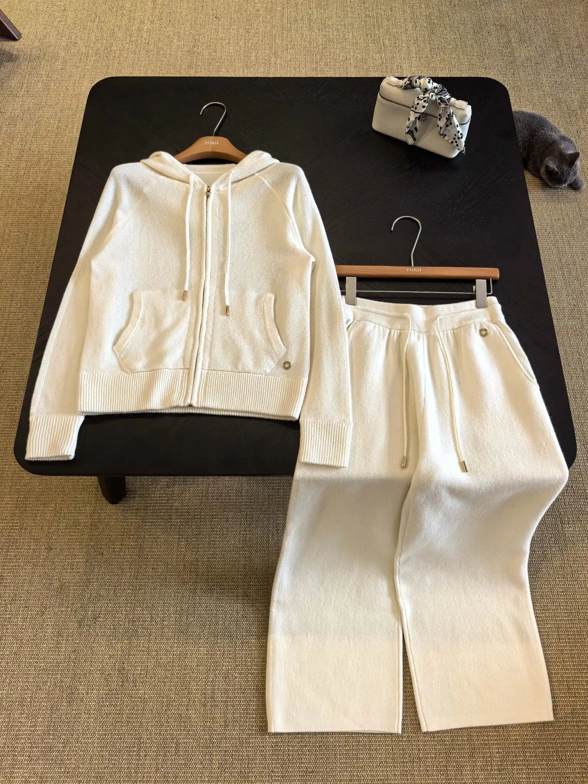 Ensemble cardigan et pantalon cachemire femme – CLEVI Paris