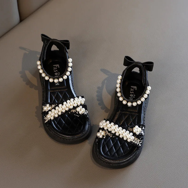 Sandales fille à nœud et perles décoratives – CLEVI Paris