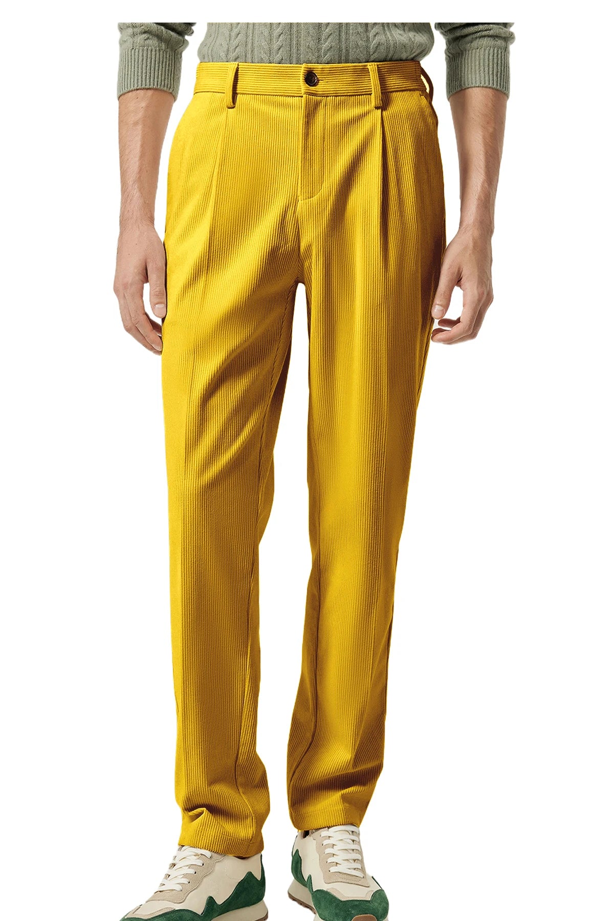 Pantalon homme en velours côtelé taille haute – CLEVI Paris