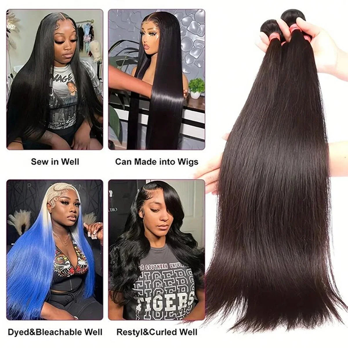 Tissage Straight Hair Virgin Hair Brésilien Noir Naturel – CLEVI Paris