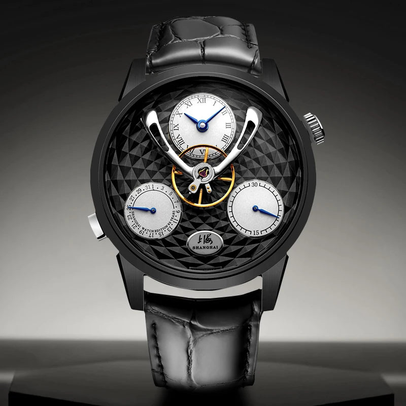 Montre Homme Automatique Shanghai Sky Dome 895 – Verre Saphir Calendrier Bracelet Cuir – CLEVI Paris