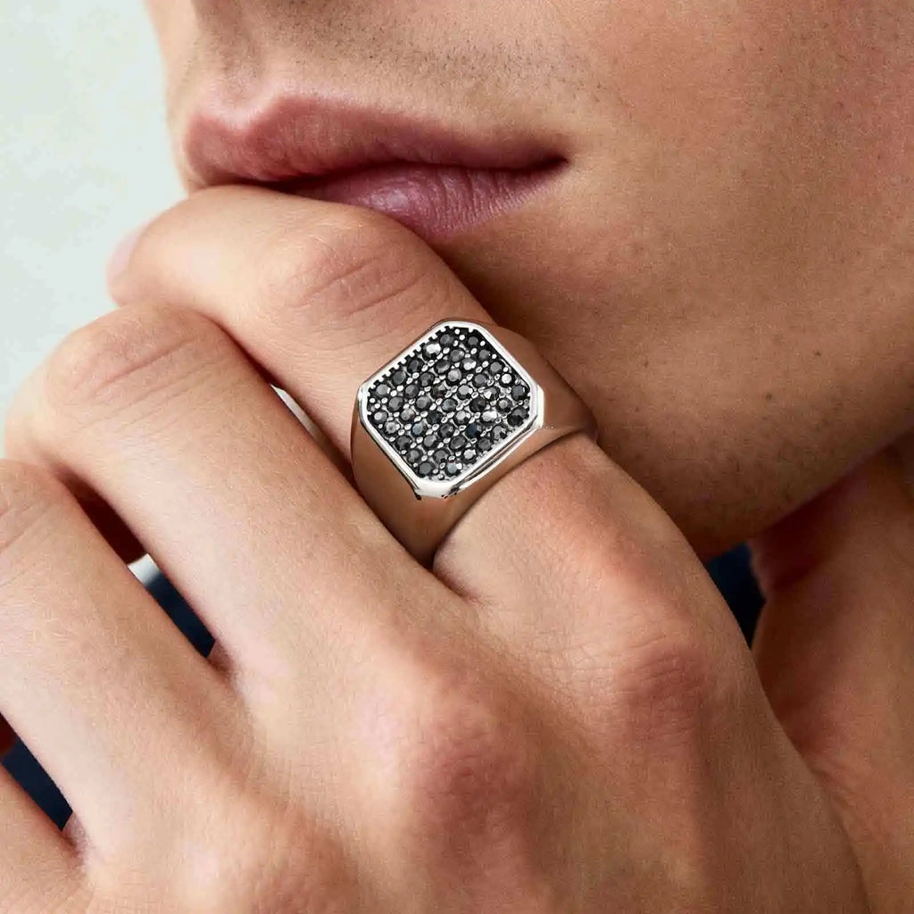 Bague Homme Zircon Gris Acier Inoxydable – CLEVI Paris