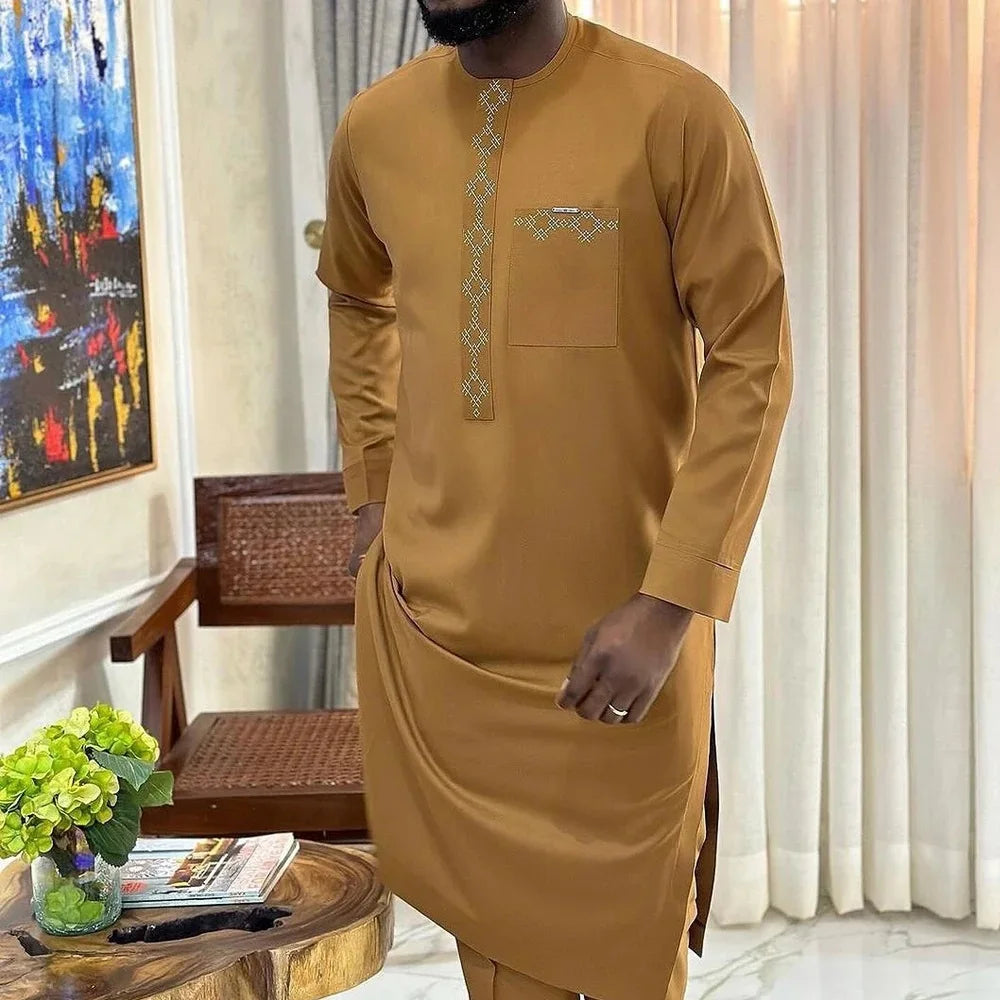 Ensemble Deux Pièces Kaftan Homme Brodé – CLEVI Paris