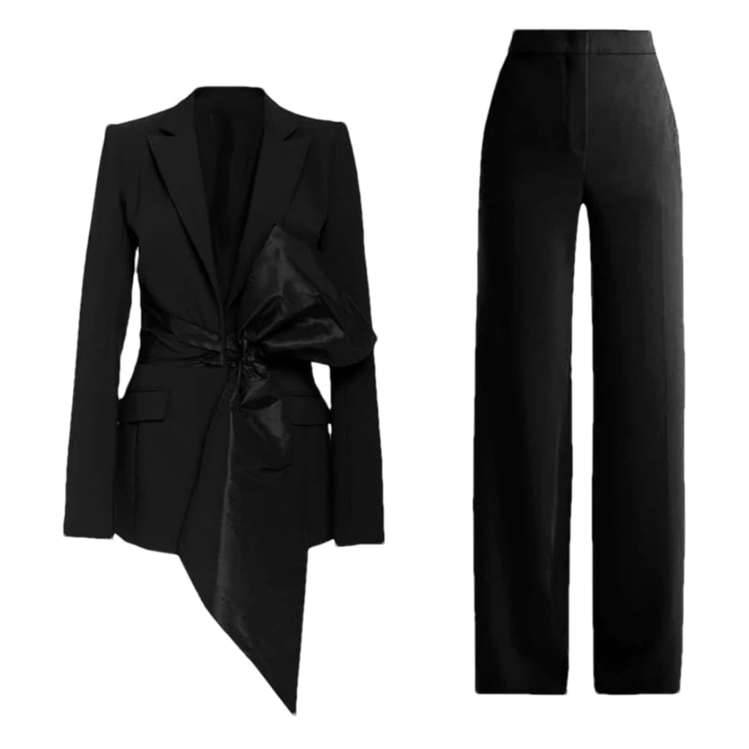 Tailleur 2 Pièces Femme Blazer Pantalon Grand Nœud 7 Coloris – CLEVI Paris