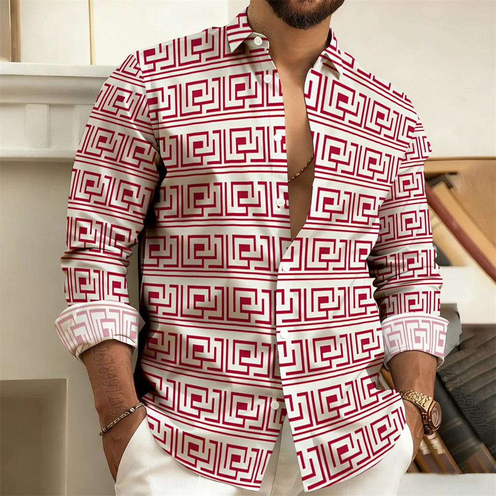 Chemise imprimée homme manches longues – CLEVI Paris