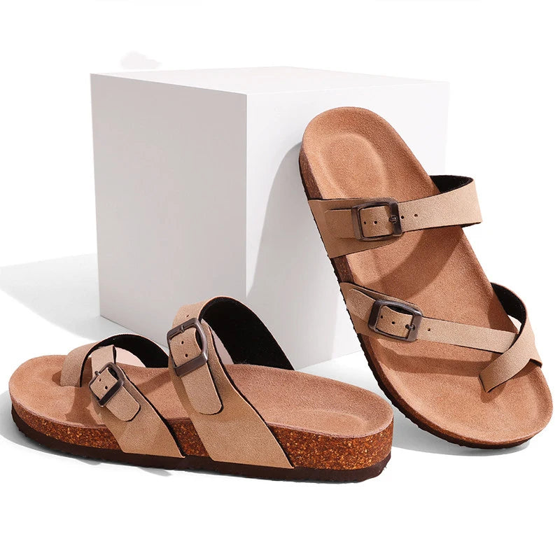 Sandales femme à double boucle – CLEVI Paris