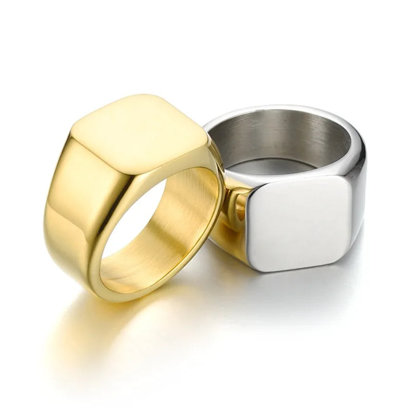 Chevalière carrée à graver en acier 316L – CLEVI Paris