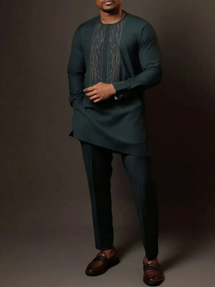 Kaftan Homme 2 Pièces Manches Longues – CLEVI Paris