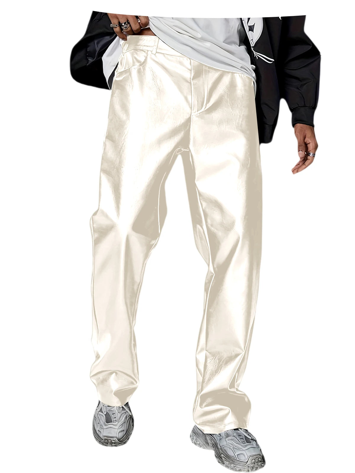 Pantalon homme en similicuir, coupe droite – CLEVI Paris