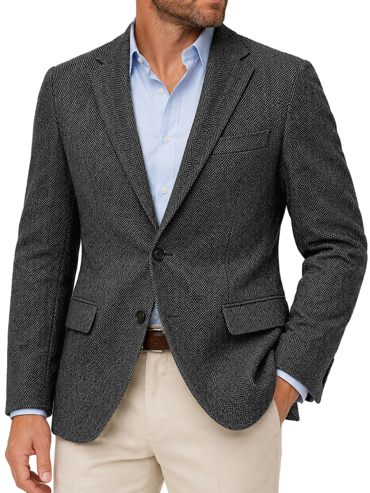 Blazer homme à chevrons et deux boutons – CLEVI Paris