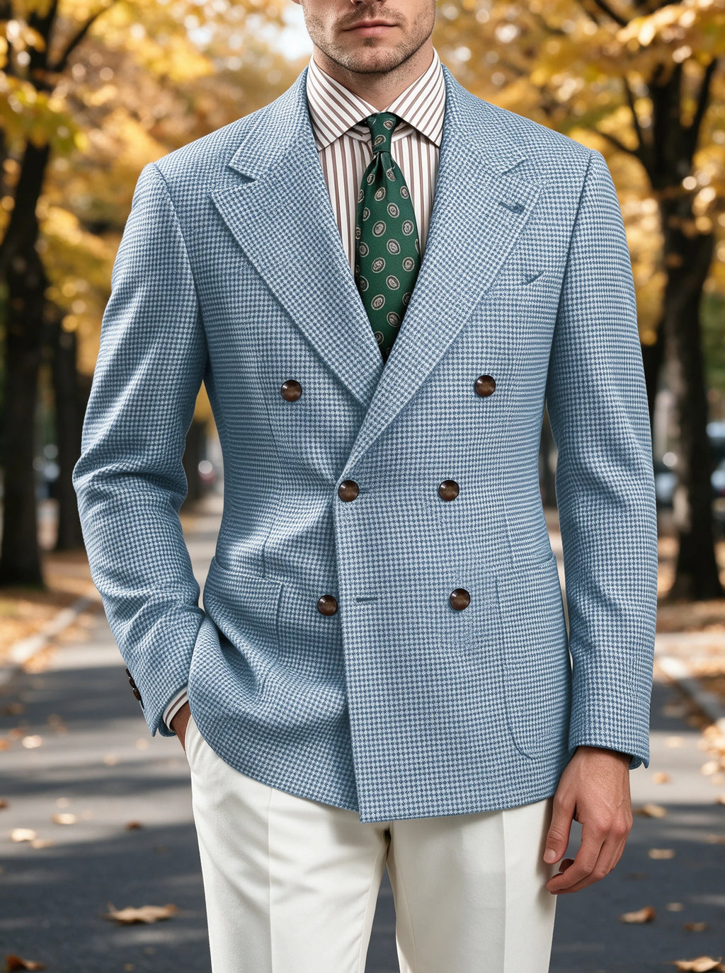 Blazer homme pied-de-poule à double boutonnage – CLEVI Paris