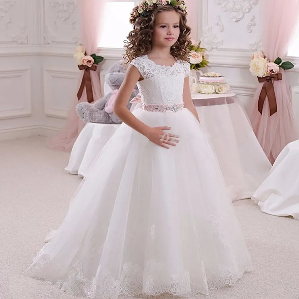 Robe cérémonie fille en dentelle et tulle – CLEVI Paris