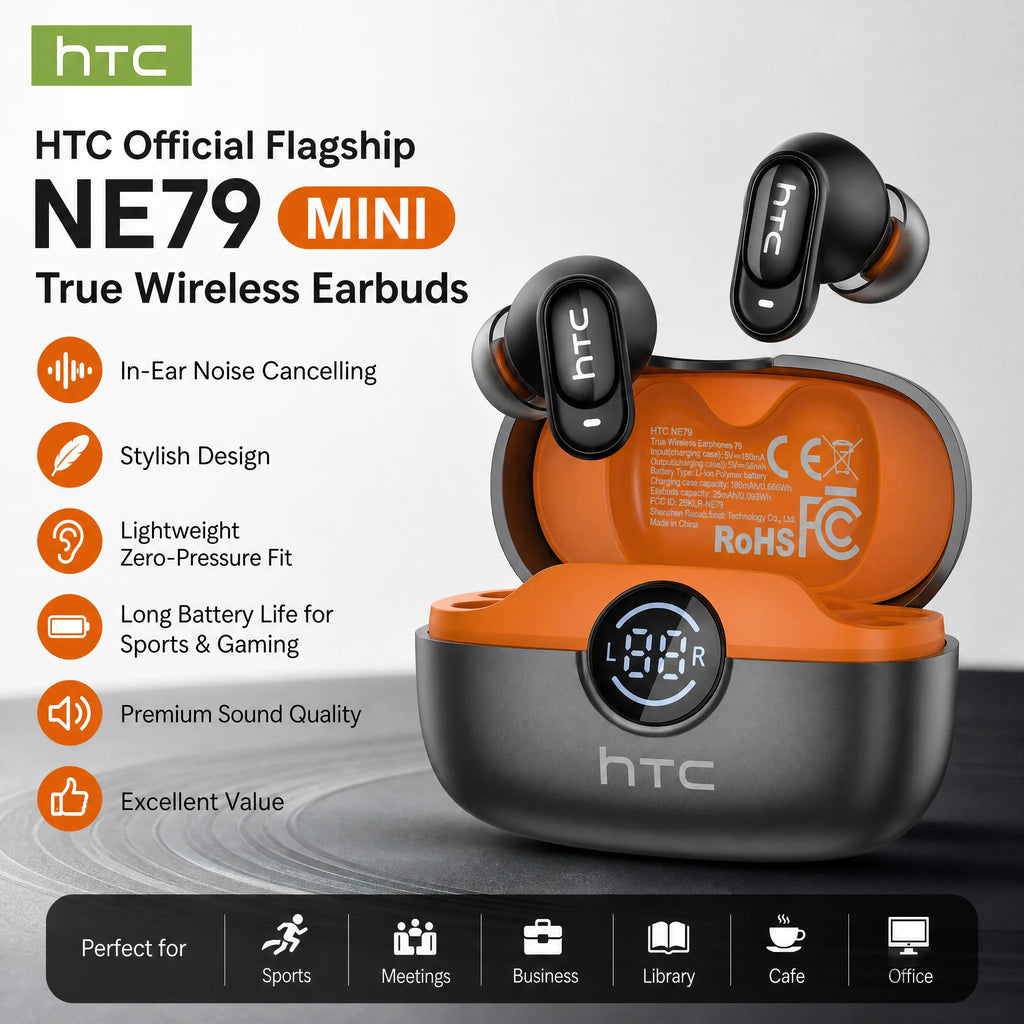 Écouteurs HTC NE79 TWS Semi-Intra Gaming 36h ENC – CLEVI Paris