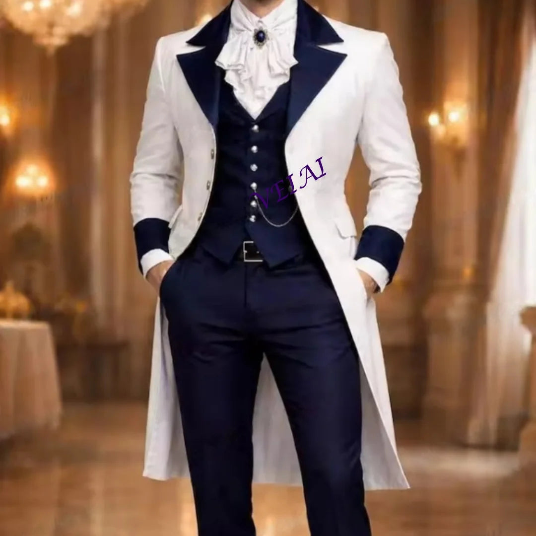 Costume 3 Pièces Homme Veste + Pantalon + Gilet Mariage Business Formel – Coton/Lycra Coupe Droite – 7 Coloris, XS à 5XL – CLEVI Paris