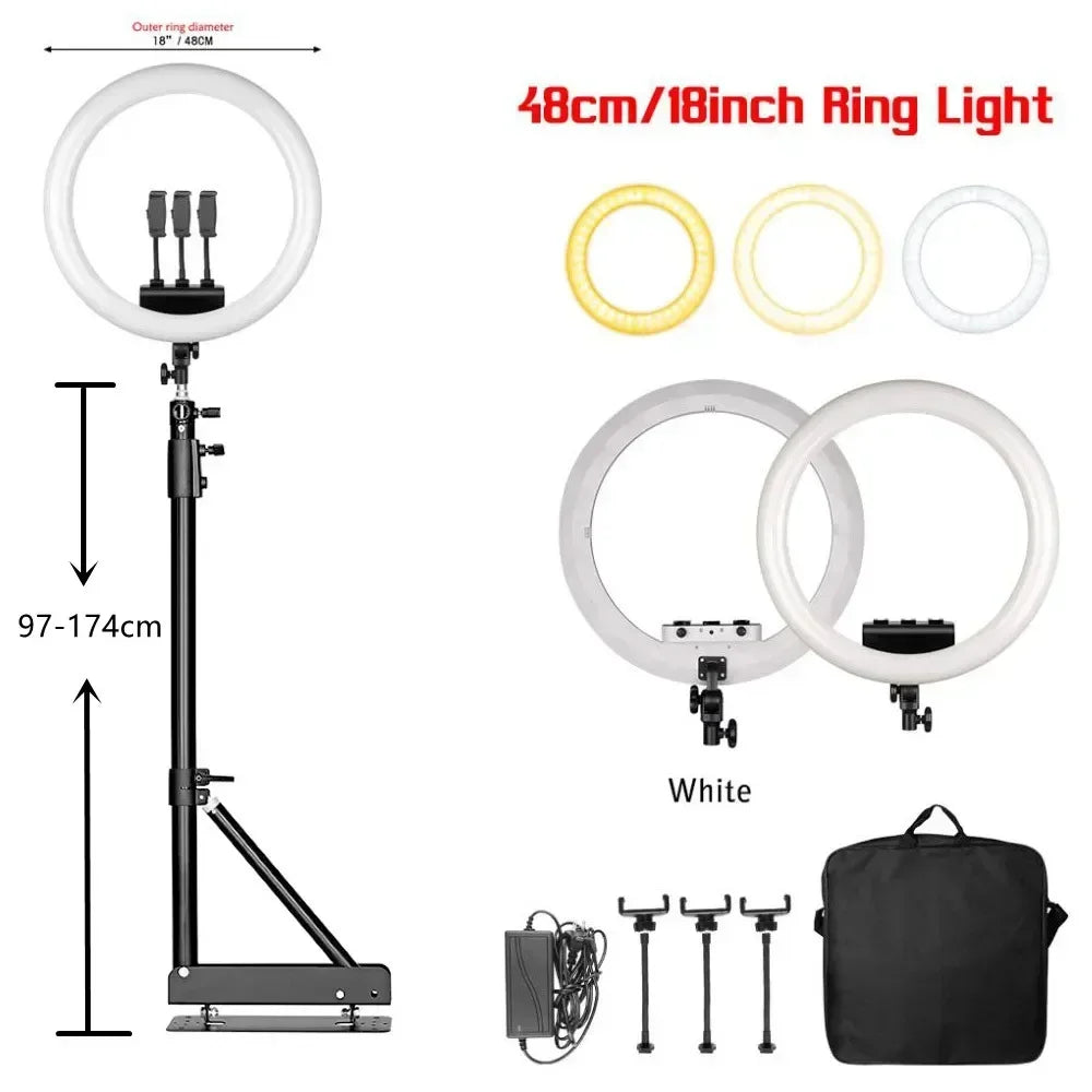 Anneau lumineux LED SH 45 cm, supports au choix – CLEVI Paris