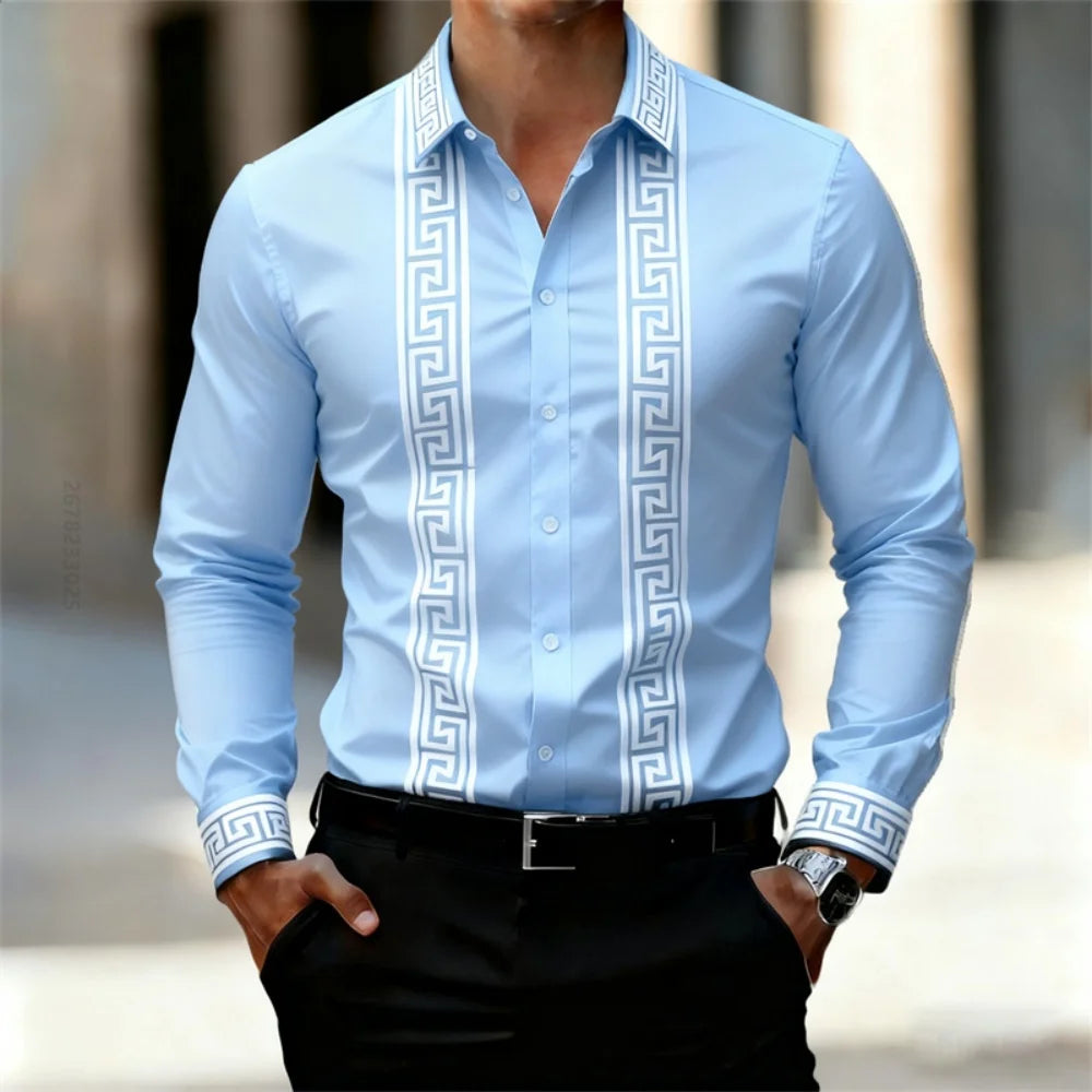 Chemise Imprimée Homme Manches Longues – CLEVI Paris