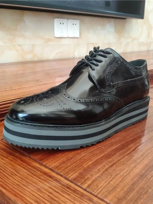 Brogues Homme Cuir Véritable Semelle Épaisse – CLEVI Paris