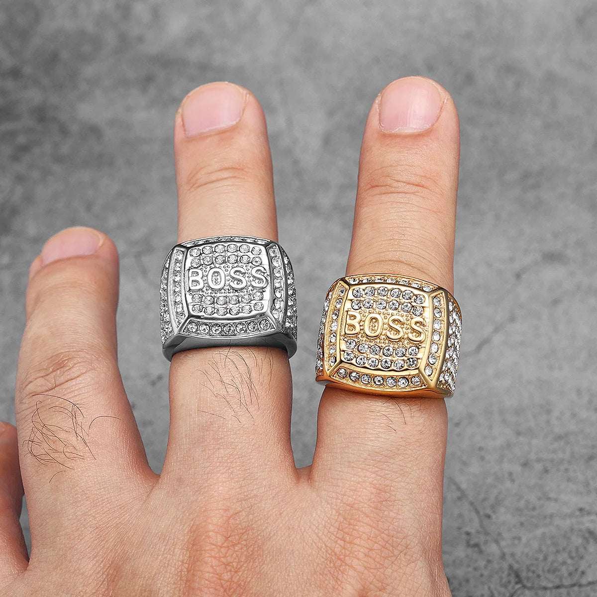 Bague Homme Punk Acier Inoxydable 316L Strass – CLEVI Paris
