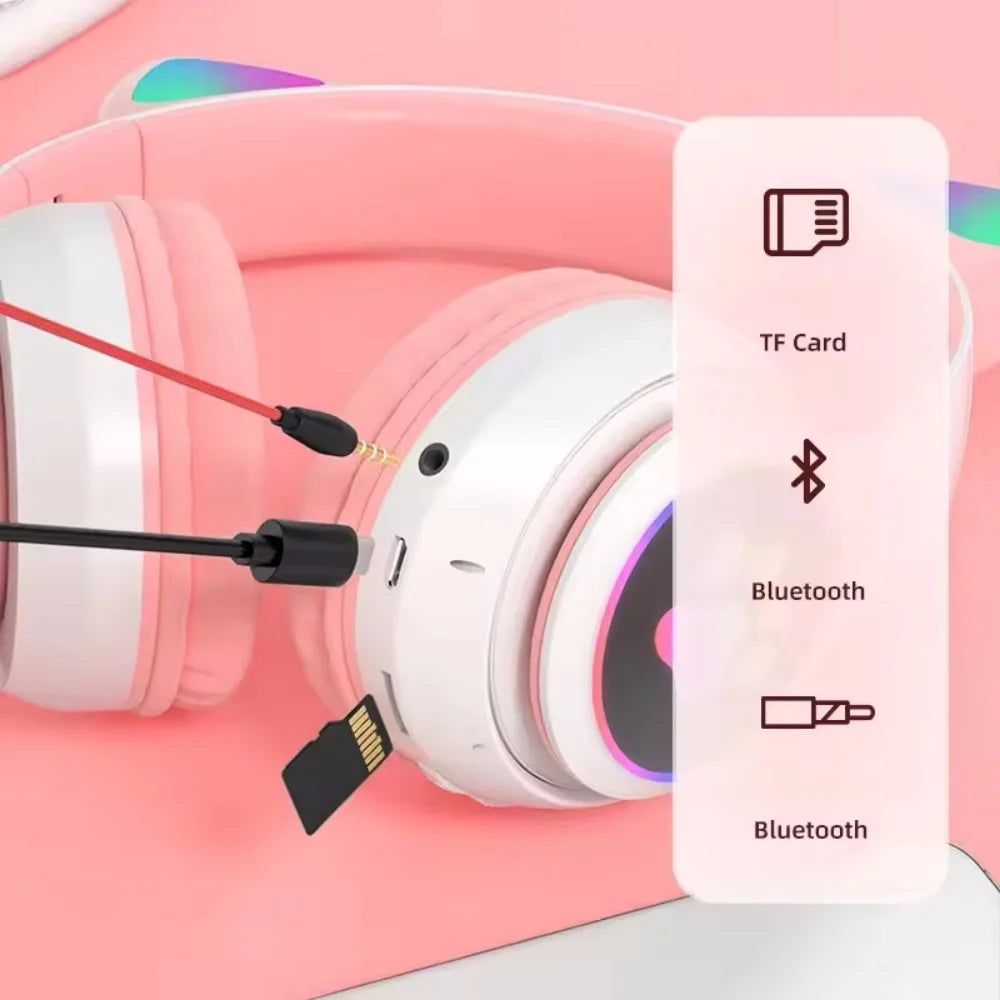 Casque Enfant Oreilles de Chat LED Bluetooth 5.0 – CLEVI Paris