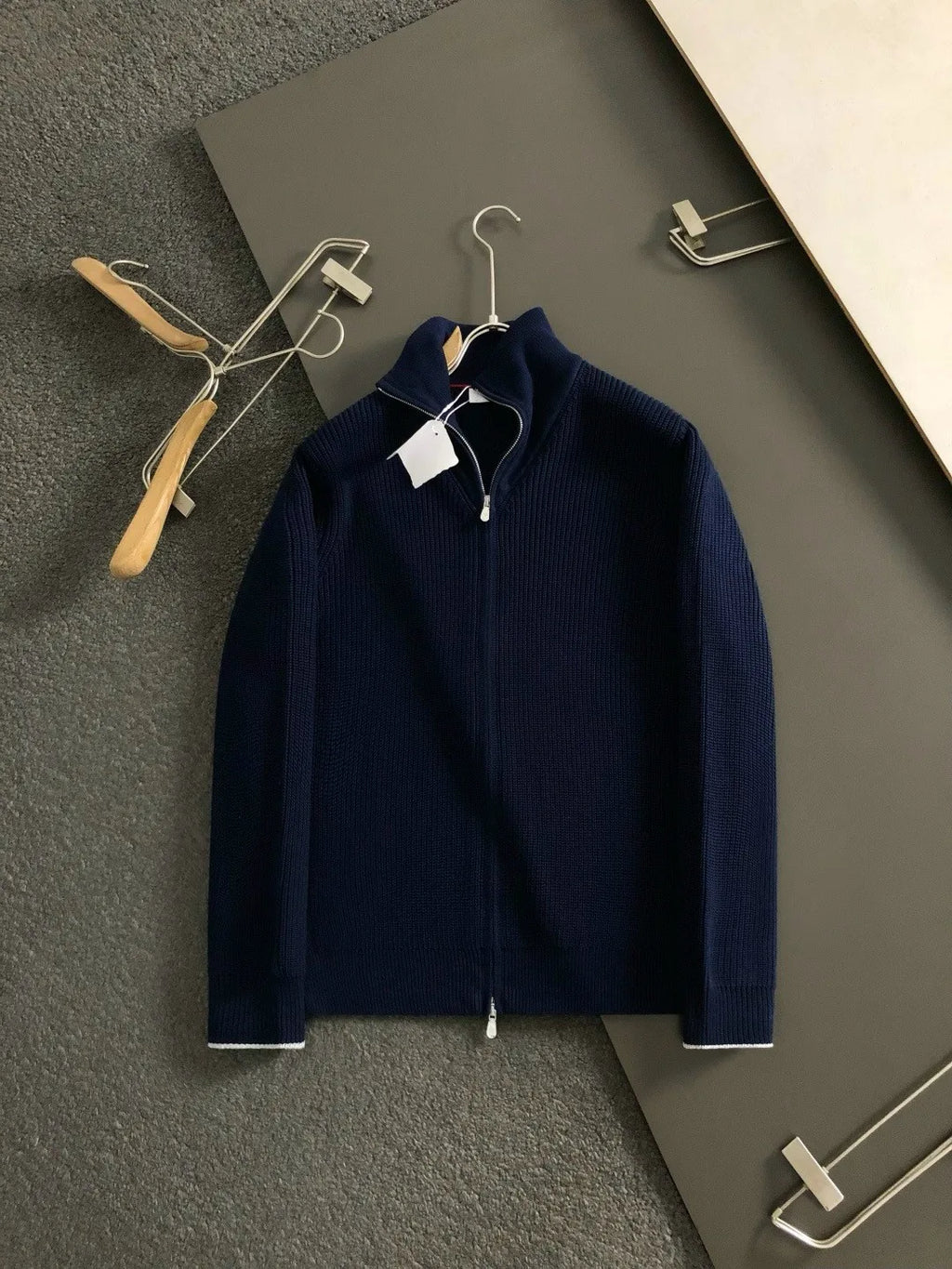 Cardigan homme zippé à col montant – CLEVI Paris