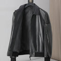 Veste homme en cuir à col rabattu zippée – CLEVI Paris