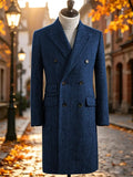 Manteau long homme laine mélangée à chevrons – CLEVI Paris