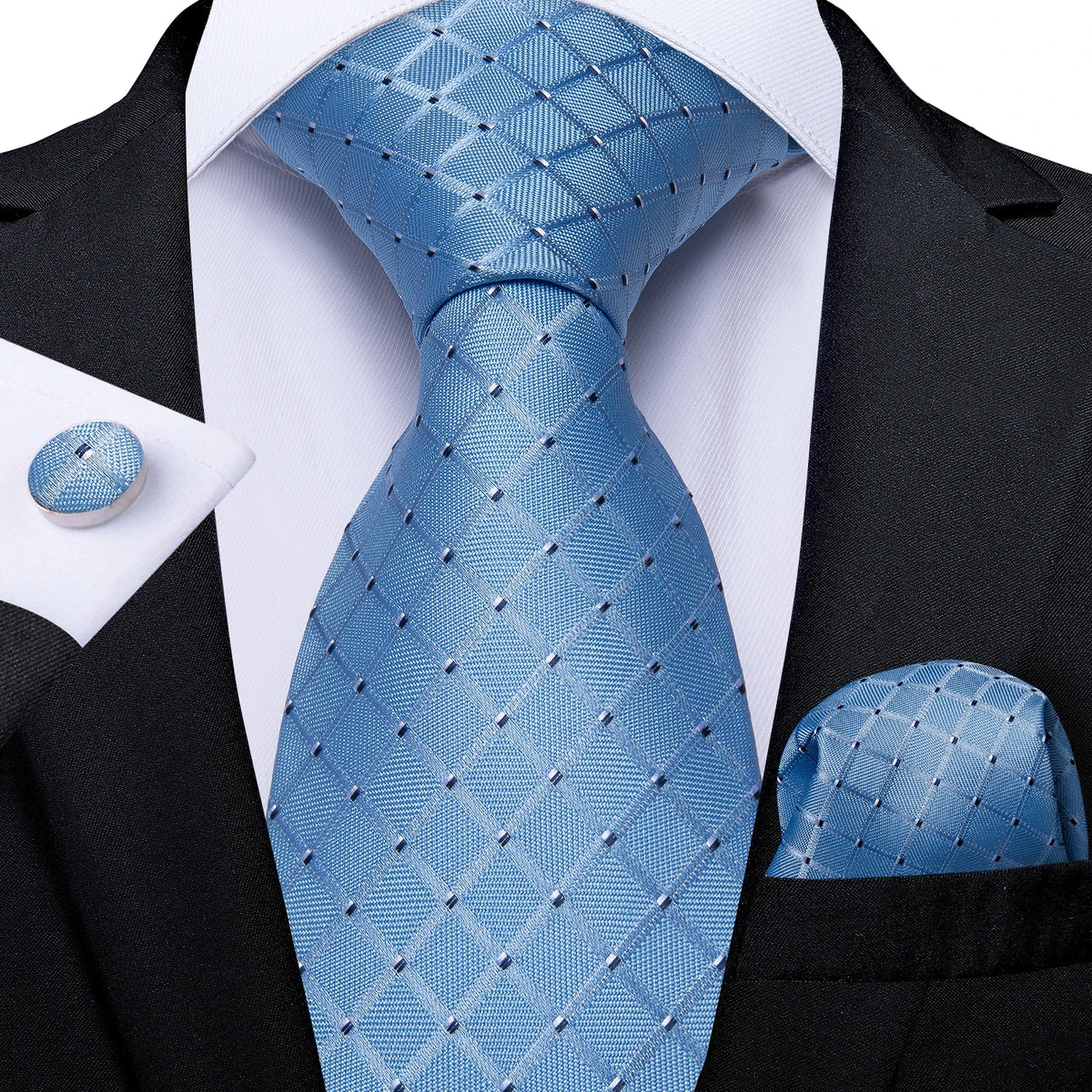 Coffret cravate homme à pois, pochette et boutons – CLEVI Paris
