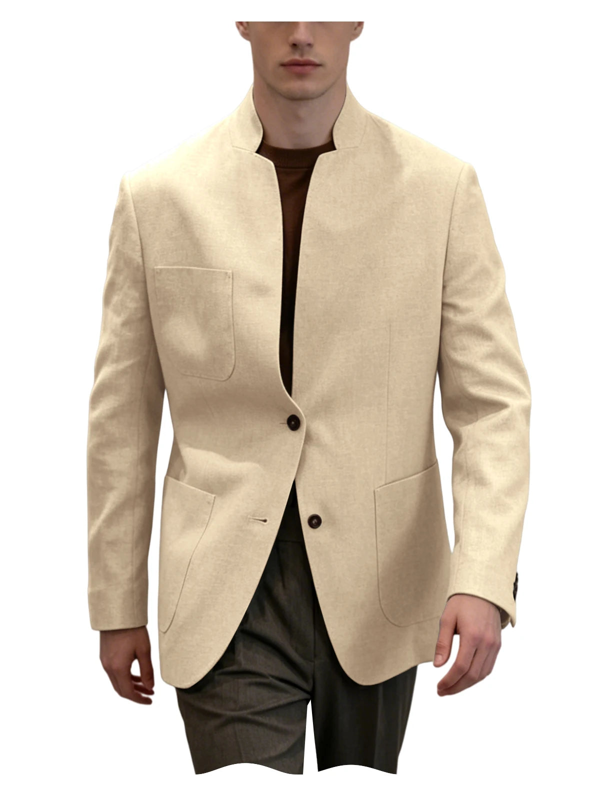 Blazer homme en lin – Col montant – CLEVI Paris