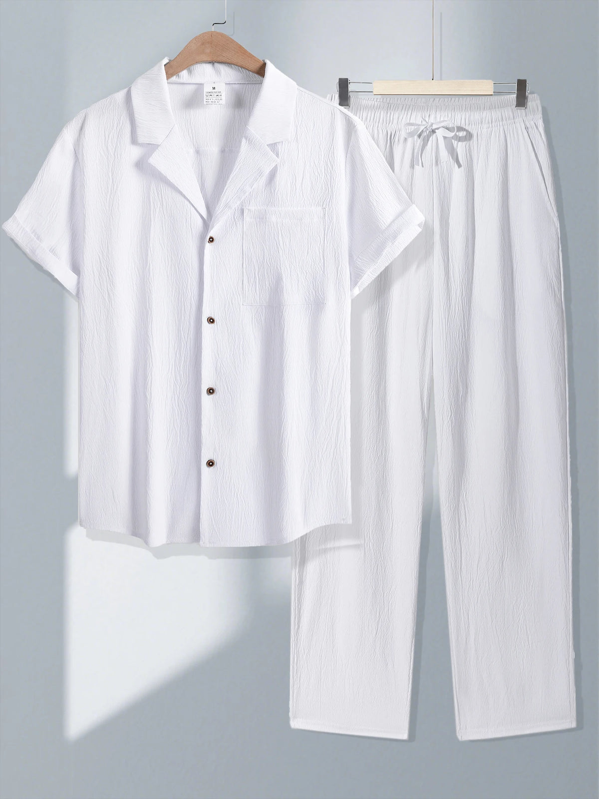 Ensemble 2 Pièces Homme Soie Glacée Polo Manches Courtes + Pantalon Long Casual Été – CLEVI Paris