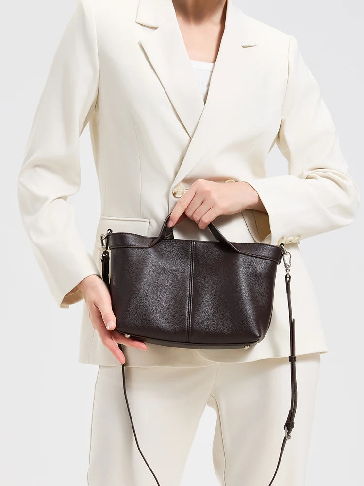 Sac Aisselle Cuir Véritable Patchwork Femme Rétro Multi-Poches Toutes Saisons – CLEVI Paris
