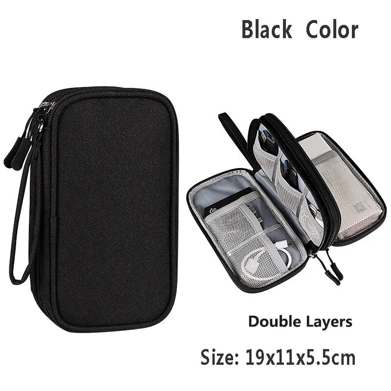 Pochette Organisateur Câbles Voyage Nylon Imperméable 1 ou 2 Couches – CLEVI Paris