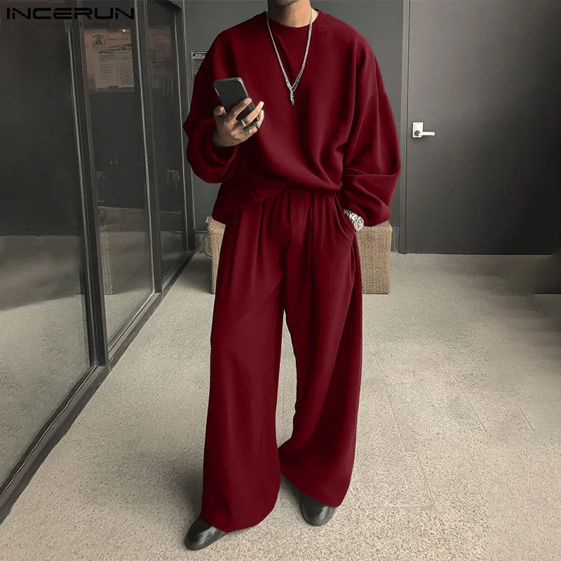 Ensemble 2 Pièces Homme T-Shirt Col Rond Manches Longues + Pantalon 7/8 Taille Élastique Casual Streetwear Oversize 3 Coloris – CLEVI Paris