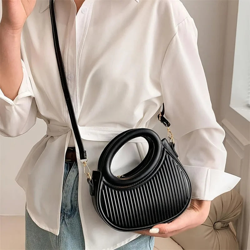 Sac Coquille Femme Rayures PU Zip Bandoulière – CLEVI Paris