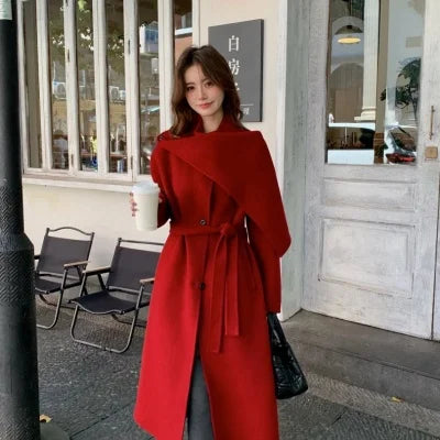 Manteau long femme en laine double face – CLEVI Paris