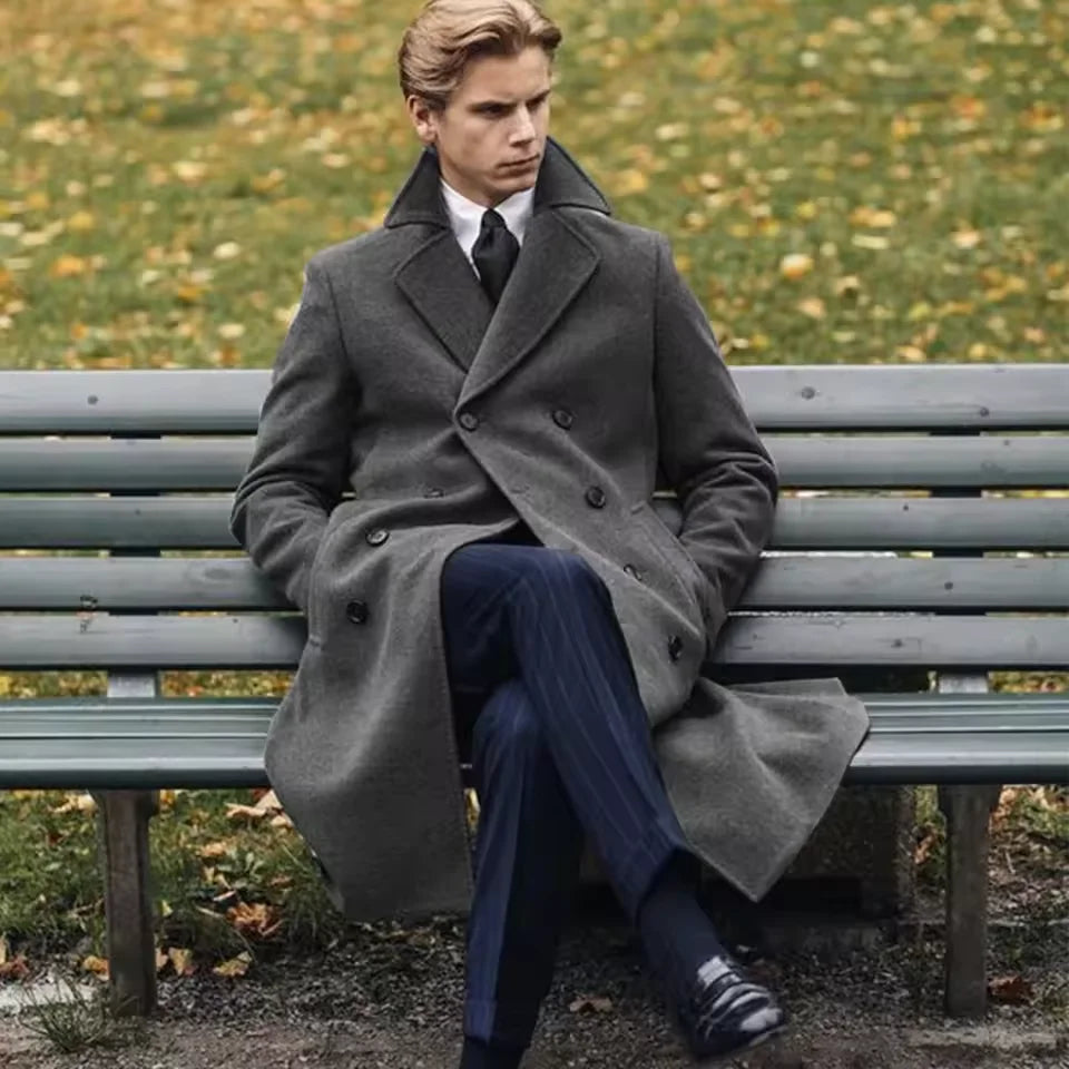 Manteau long homme à double boutonnage – CLEVI Paris
